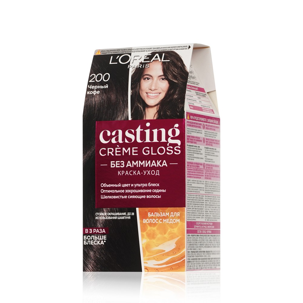 крем - Краска L`Oreal Casting creme gloss стойкая для волос 200 Черное дерево