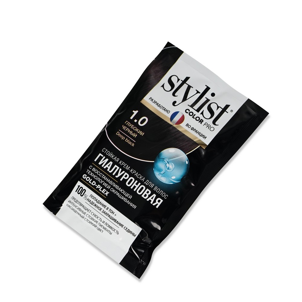 Стойкая крем - краска для волос Stylist Color Pro 1.0 , Глубокий черный , 120мл