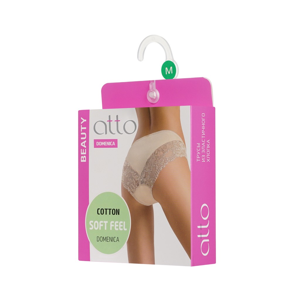 Женские трусы - слипы Atto с кружевом сзади и спереди M бежевые
