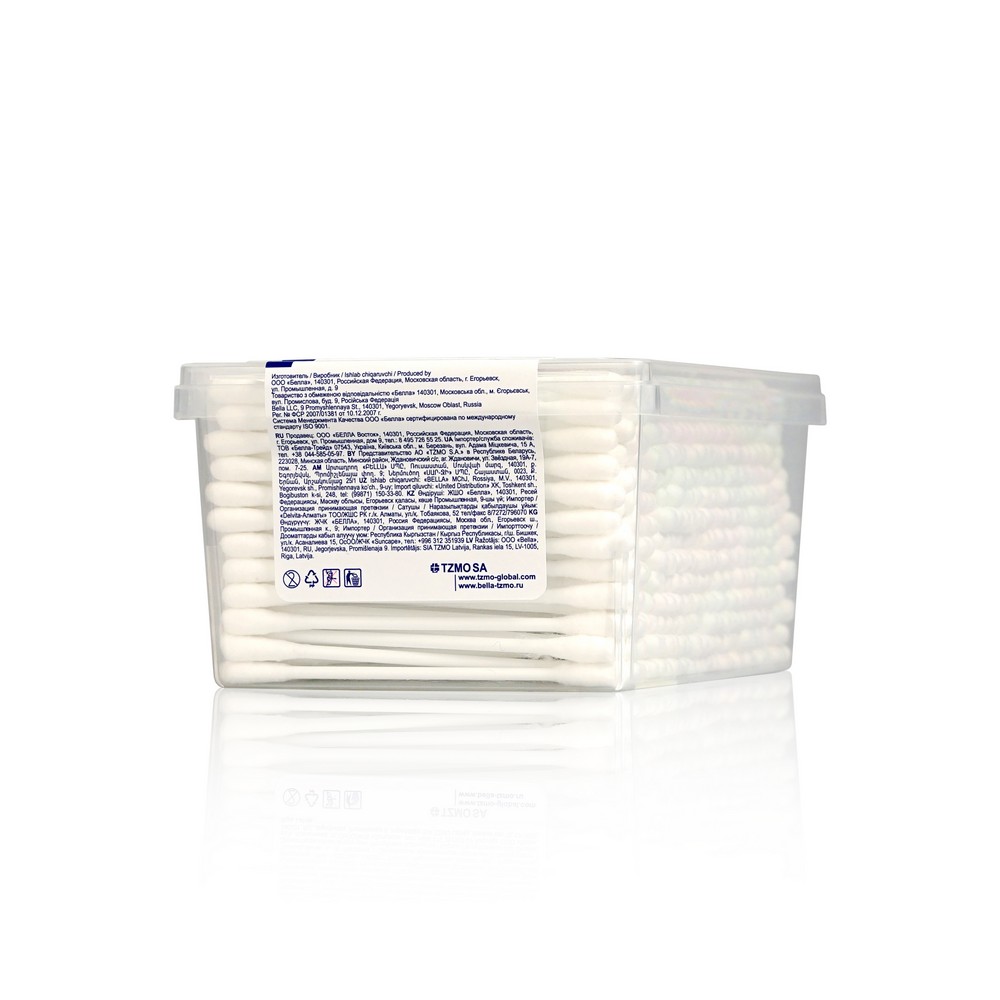 Ватные палочки Bella Cotton в пластиковой коробке 350шт