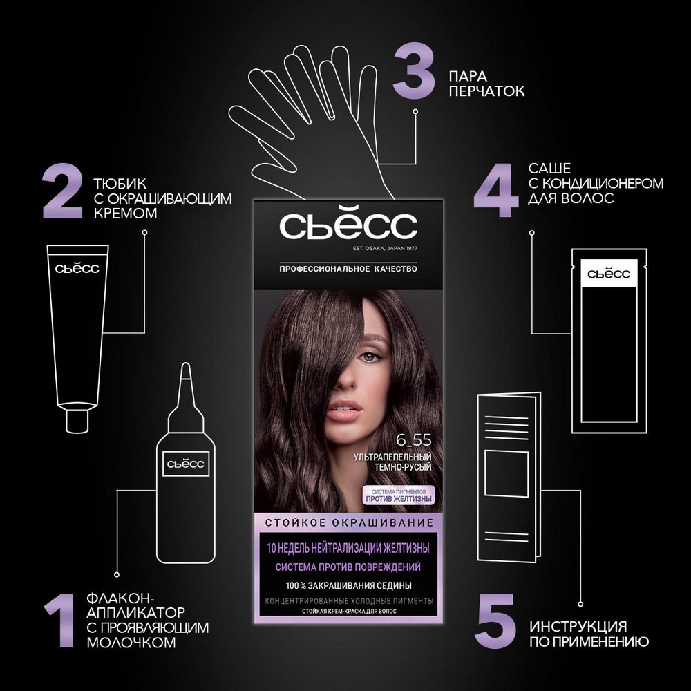 СЬЁСС краска для волос 6-55 Ультрапепельный темно-русый 1ШТ