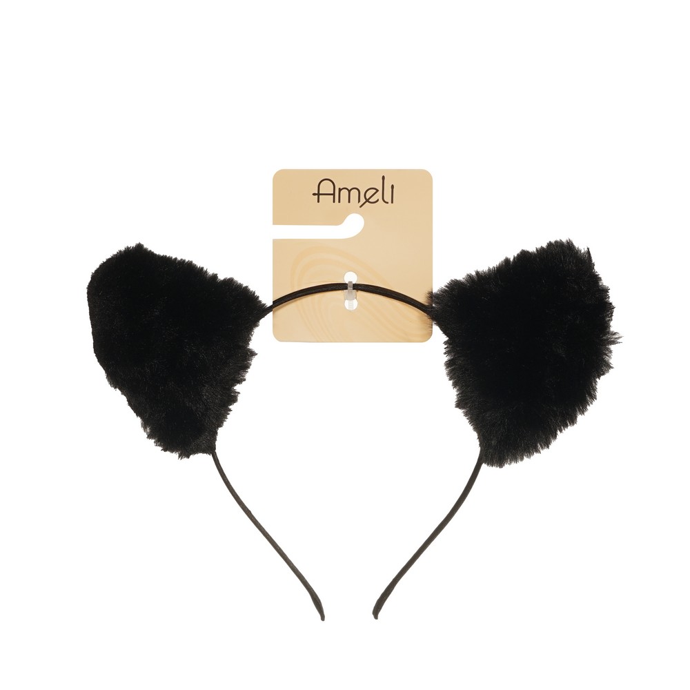 Ободок для волос Ameli с объемными кошачьими ушками из меха