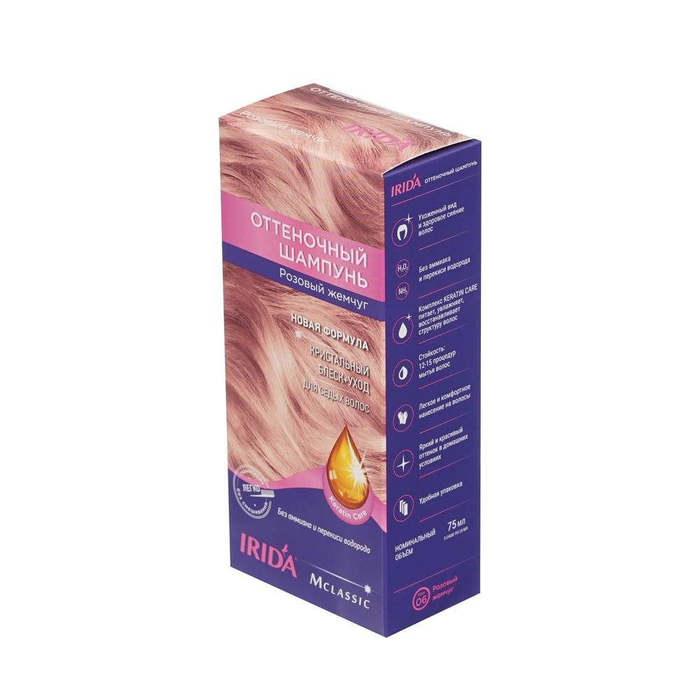 Оттеночный шампунь Ирида-Нева Irida M для волос Розовый жемчуг 75мл