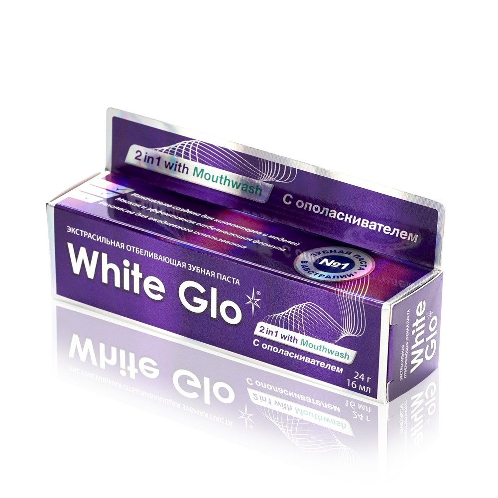 Отбеливающая зубная паста White Glo 2 в 1 с ополаскивателем 24г