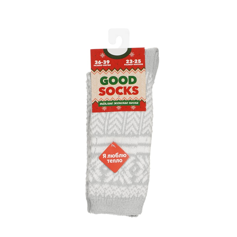 Good Socks плюш. носки жен.(836752C) Снежинки сер.36-39 1ПАР