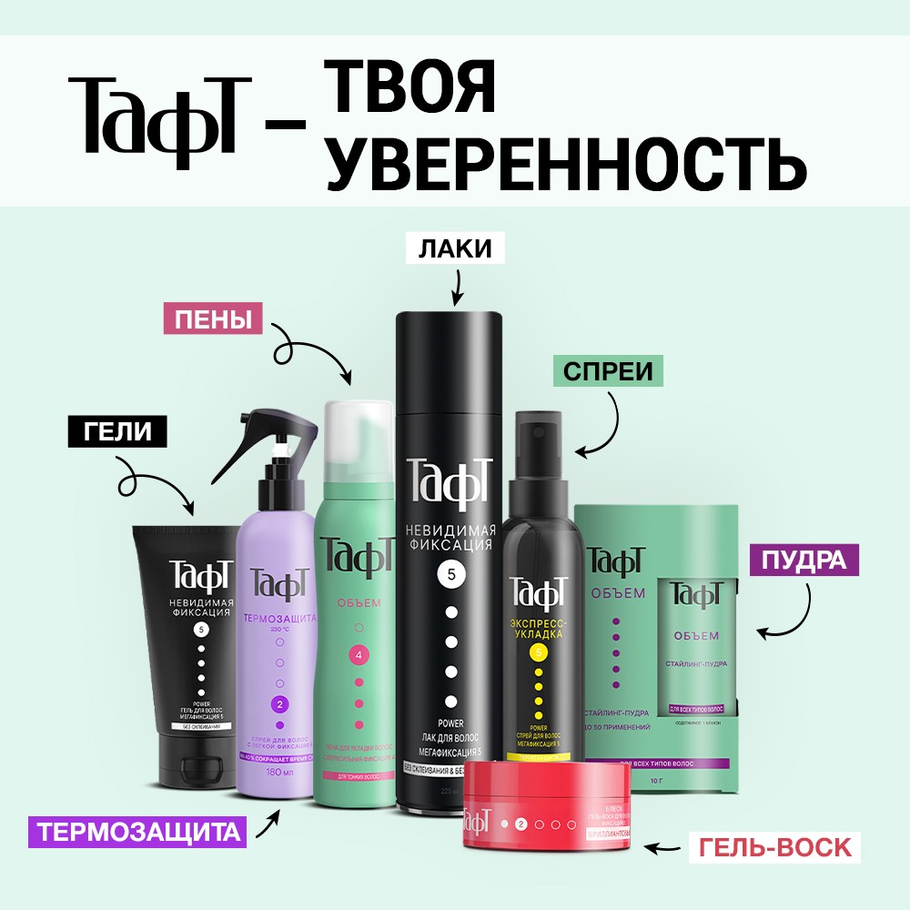 Лак для укладки волос Taft Power " Экспресс-Укладка " Мегафиксация (5) 225мл