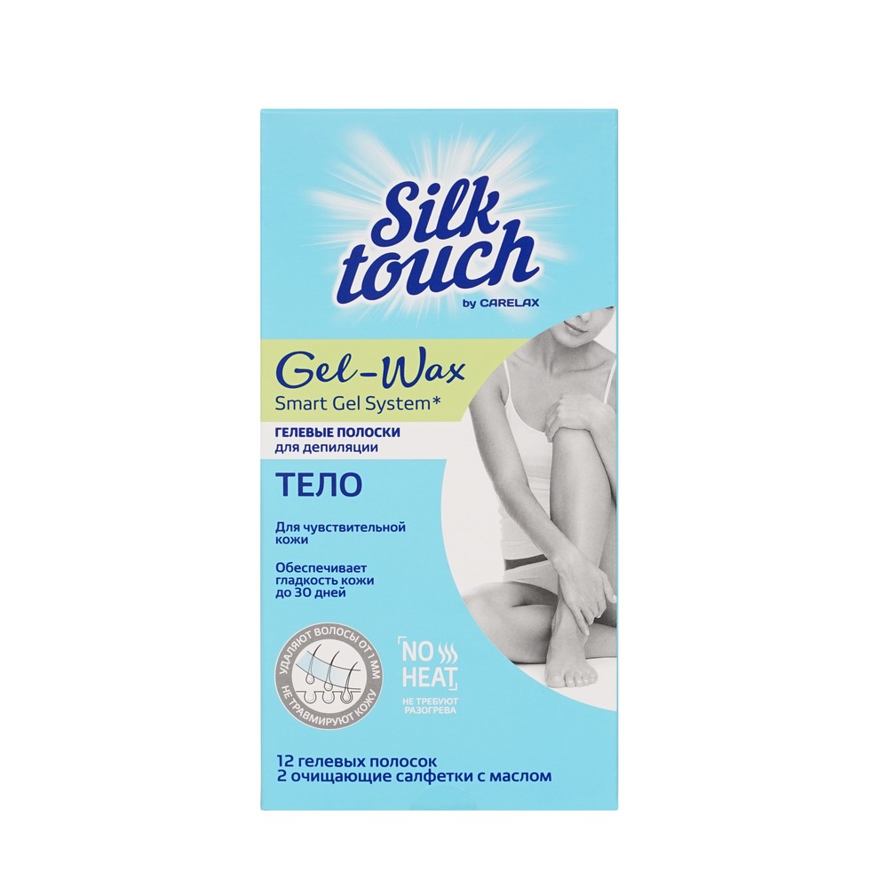 Восковые полоски для депиляции Carelax Silk Touch Gel-Wax для тела 12шт