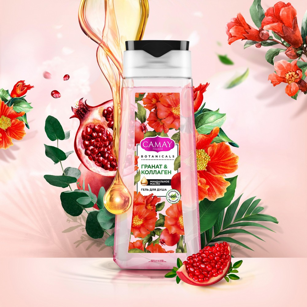 Гель для душа Camay Botanicals " Цветы граната " 250мл
