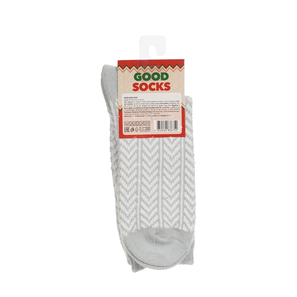 Good Socks плюш. носки жен.(836752C) Снежинки сер.36-39 1ПАР