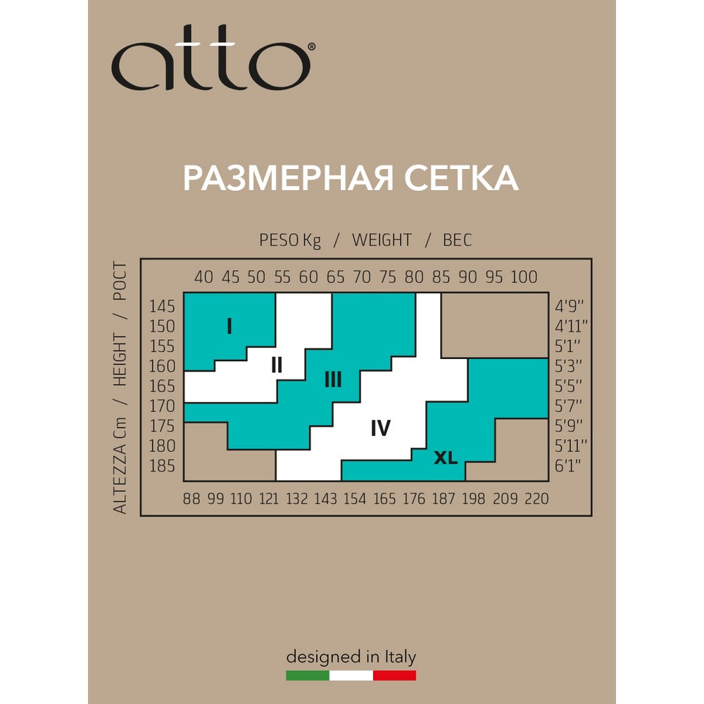 Женские моделирующие колготки Atto Push Up " Mademoiselle " 40den Nero 3 размер