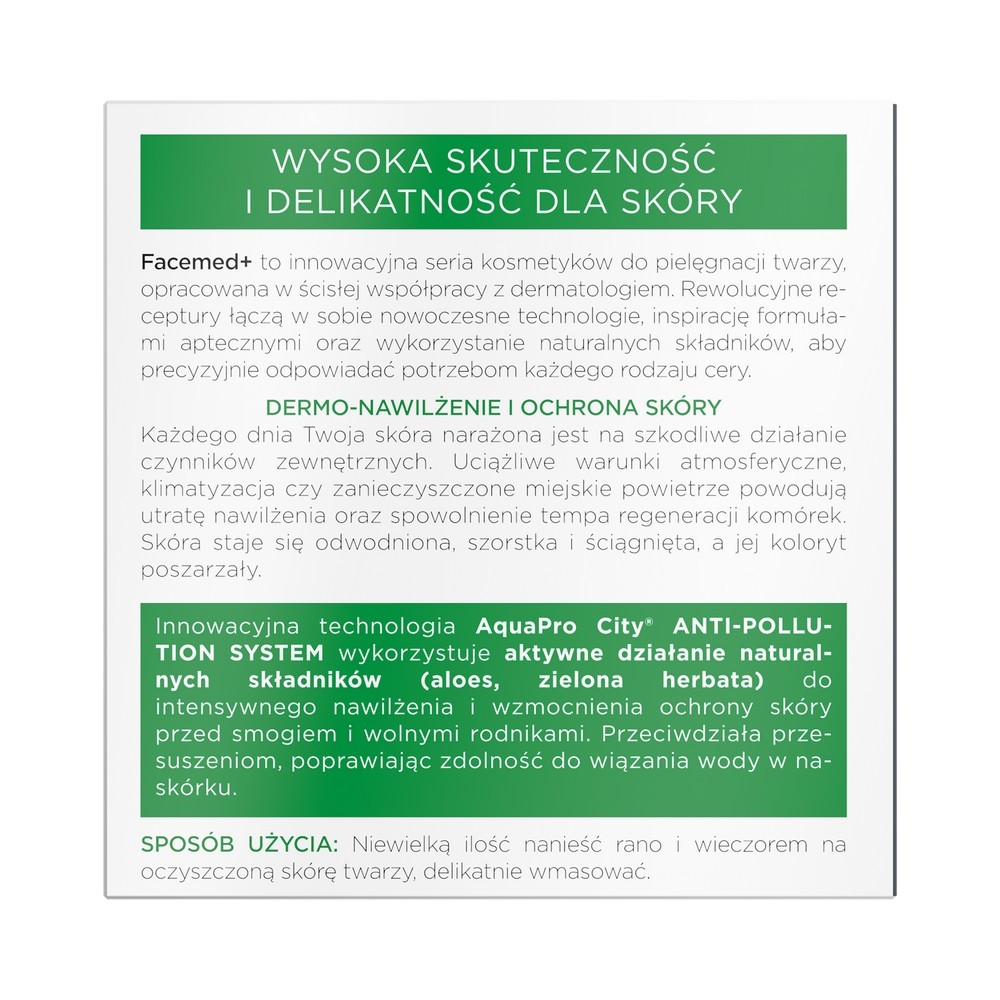 Увлажняюще - успокаивающий крем для лица с алоэ 3 в 1 Eveline Facemed+ 50мл