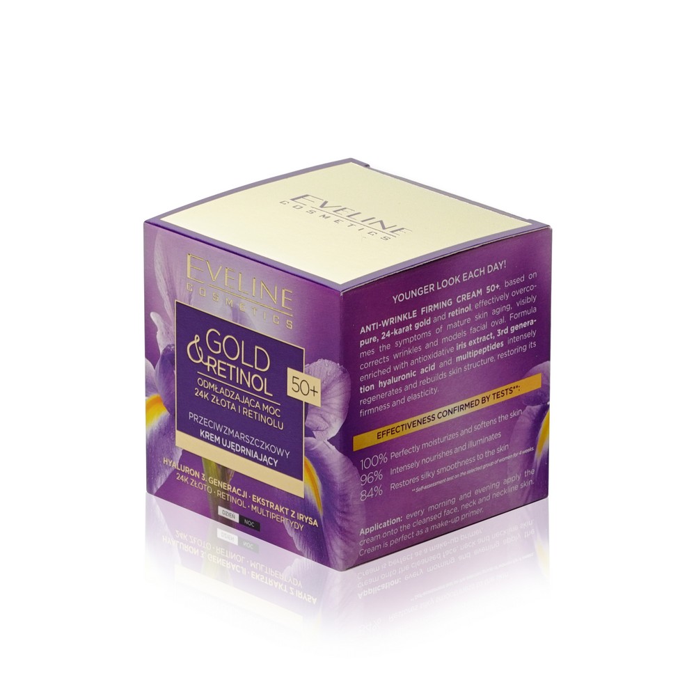 Восстанавливающий укрепляющий крем - лифтинг для лица Eveline Gold & Retinol 50+ 50мл