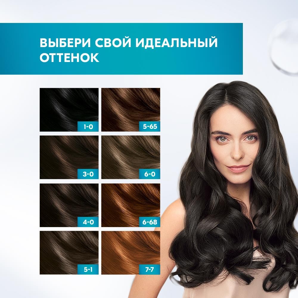 Стойкая краска для волос Gliss Kur Уход & увлажнение с гиалуроновой кислотой 1-0 Глубокий черный