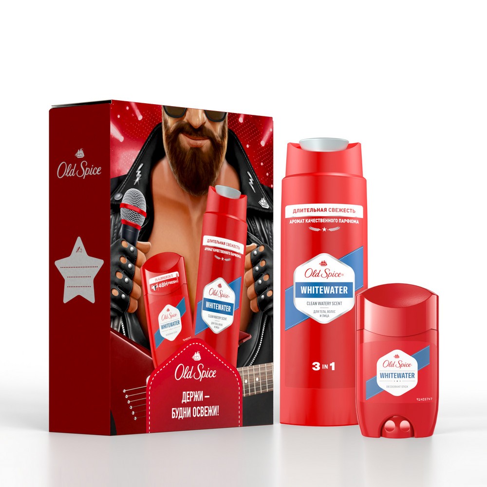 Мужской подарочный набор Old Spice Whitewater ( гель для душа 250мл + дезодорант стик 150мл )
