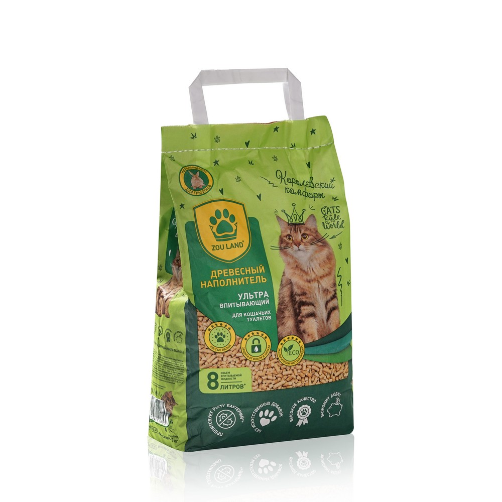 Наполнитель для туалета Zou Land древесный 3кг