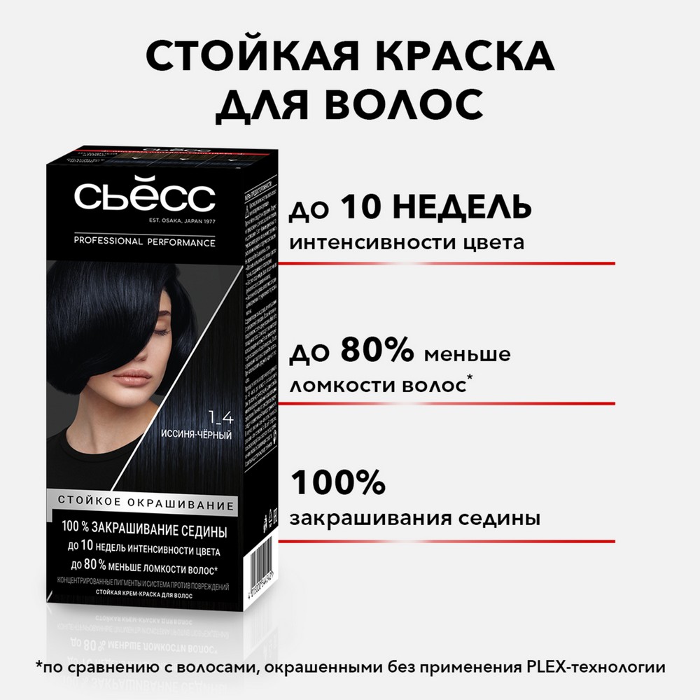 крем - краска Syoss Color стойкая для волос 1-4 Иссиня-черный 50мл