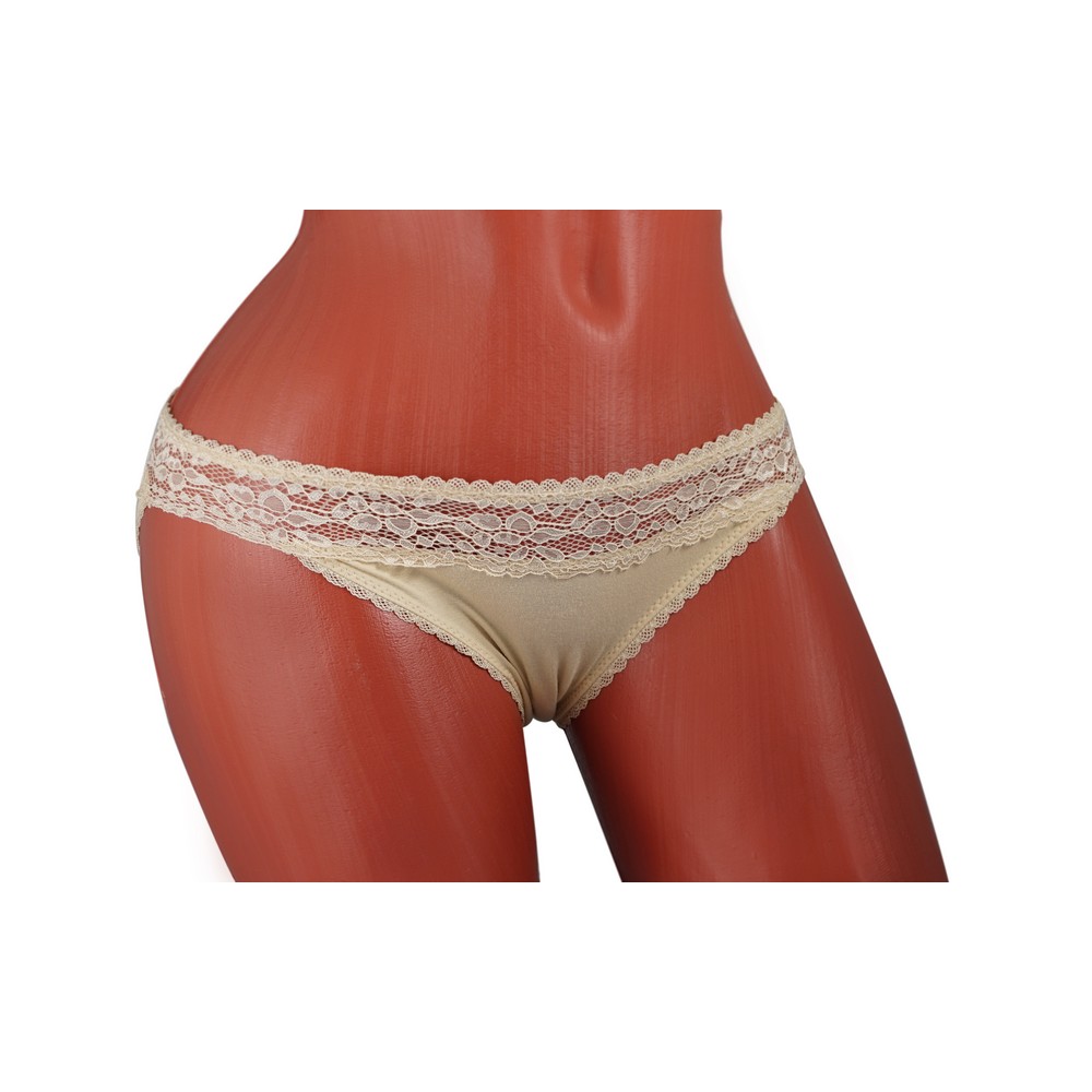 Женские трусы - слипы Atto с кружевом , A2019-2 , XL , бежевые