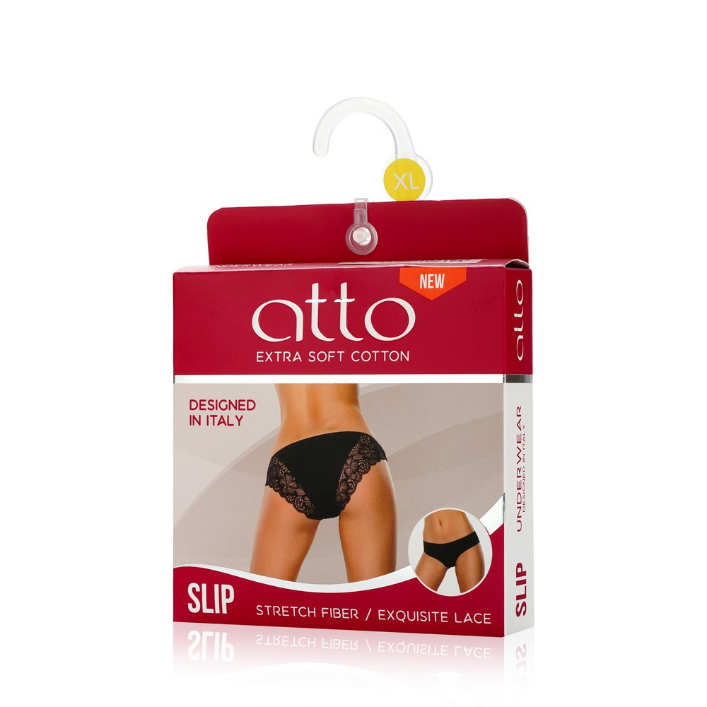 Женские трусы - слипы Atto с широким кружевом сзади белые XL