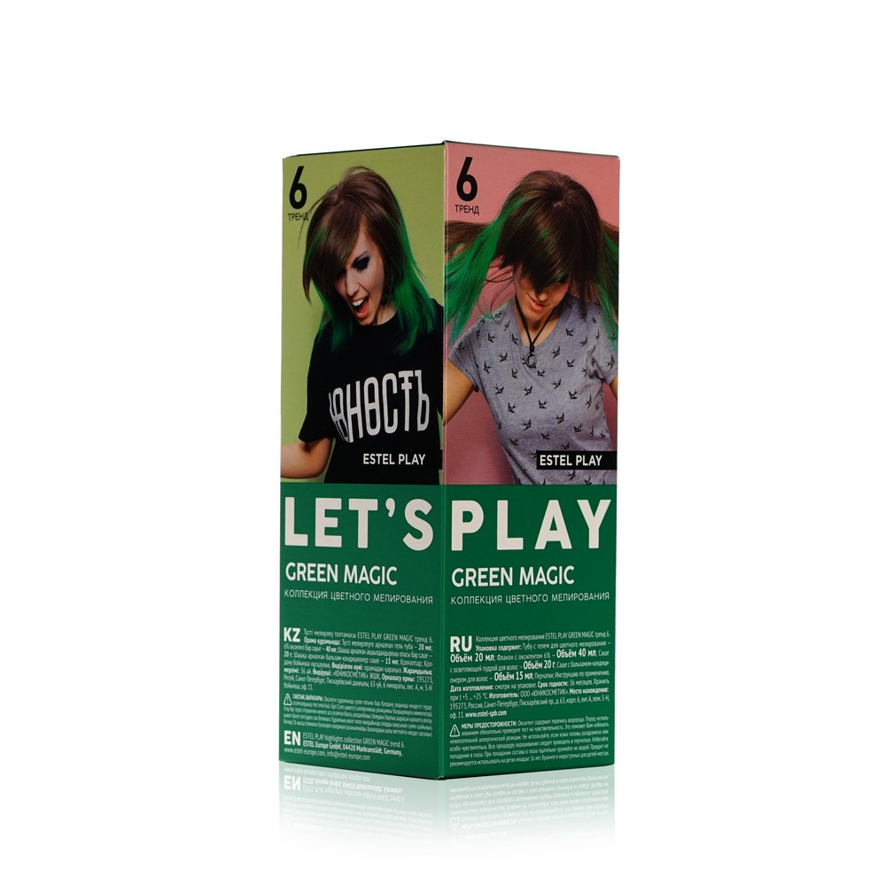 Краска для волос Estel Play " Коллекция цветного мелирования " 6 , Green Magic