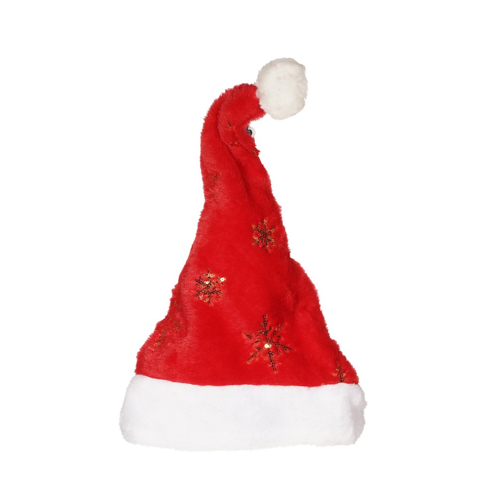 ARTUS Колпак новогодний плюшевый с золотыми снежинками (красный) 1 шт